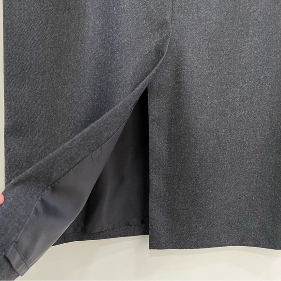 Vintage Pendleton wool midi maxi pencil skirt charcoal gray pockets modest 12 - Picture 5 of 11